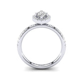 Gabriano Lucia 4 tırnaklı tektaş yüzük; GIA-HRD sertifikalı markiz pırlanta ve beyaz altın montürün yandan görünüşü